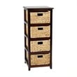 Seabrook Four-Tier Storage Unit With Espresso Solid Wood and Natural Baskets