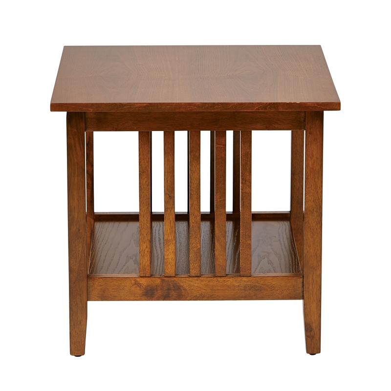 Sierra Mission End Table In Ash Brown Finish Engineered Wood