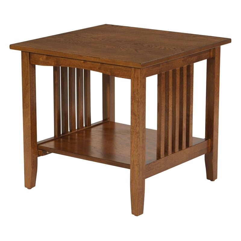 Sierra Mission End Table In Ash Brown Finish Engineered Wood