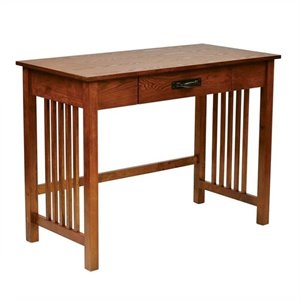sierra writing desk in ash brown finish with pull out drawer and solid wood legs