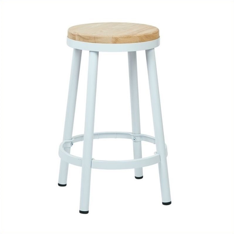 Metal Backless Bar Stool in White - BRW3226-30-11