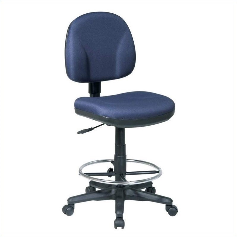 Drafting Chair with Stool Kit in Navy Blue Fabric