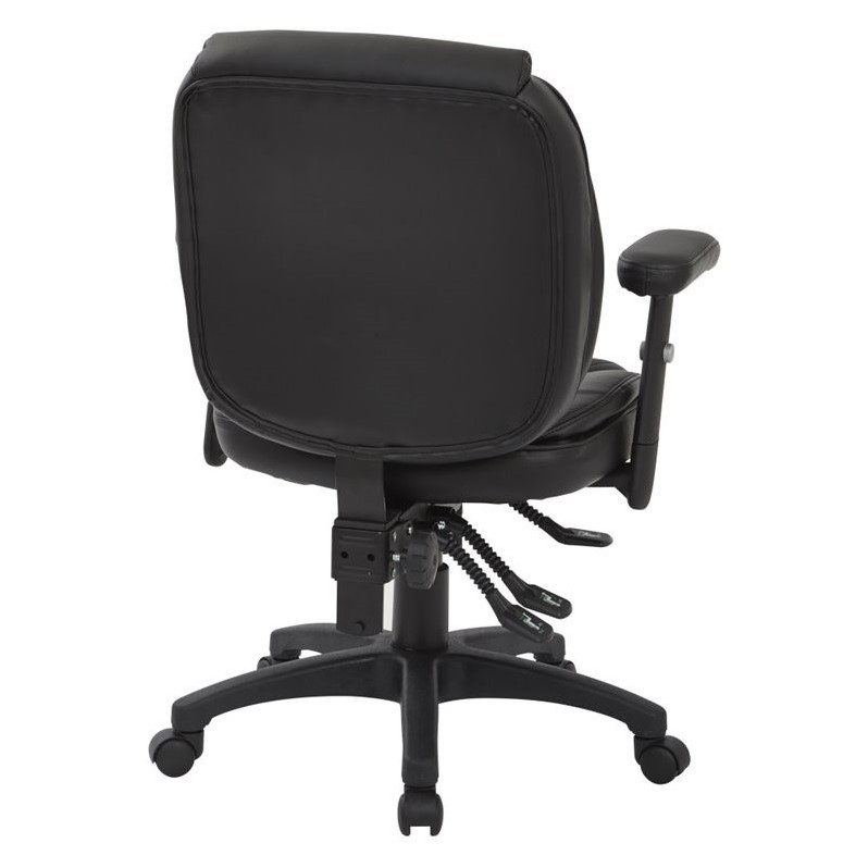 Office Star SPX Leather Multifunction Office Chair in Black SPX2033U6