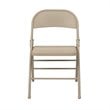 Tan Beige Folding Chair with Metal Seat and Back