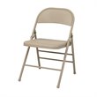 Tan Beige Folding Chair with Metal Seat and Back