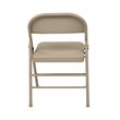 Tan Beige Folding Chair with Metal Seat and Back