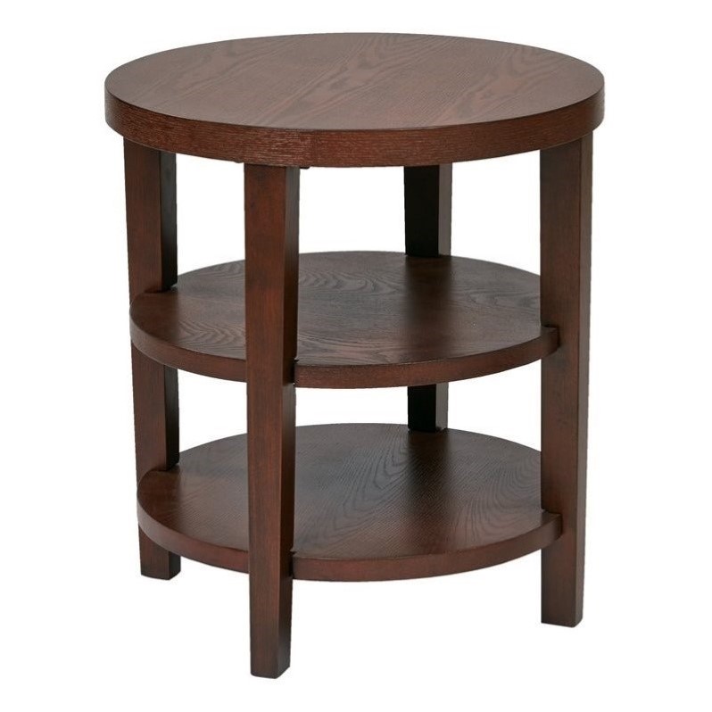 Merge 20 inch Round End Table in Mahogany Reddish Brown finish - MRG09-MAH