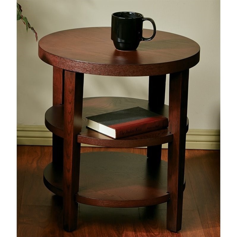 Merge 20 inch Round End Table in Mahogany Reddish Brown finish - MRG09-MAH