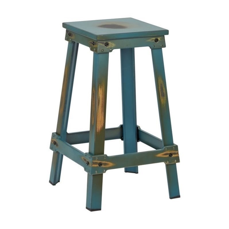 New Castle 26 in Metal Bar Stool in Antique Turquoise Green NCL3126ATQ