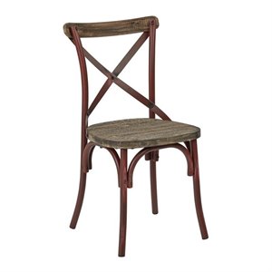 Somerset Metal Red Dining Chair with Wood Seat