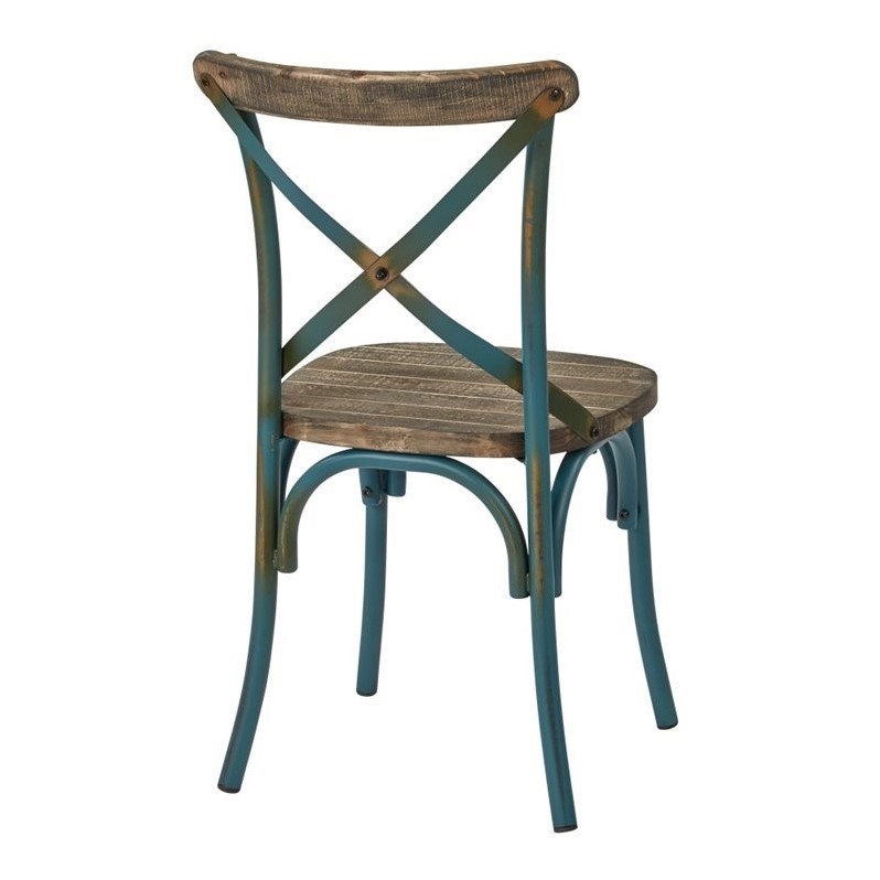 Metal Dining Chair with Wood Seat in Turquoise - SMR424WAS-ATQ