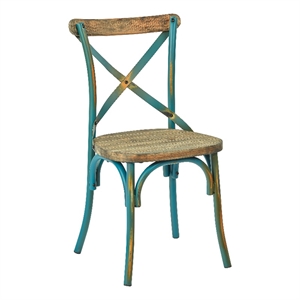 Somerset Metal Dining Chair with Wood Seat in Turquoise Green