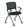 Black Mesh Back Folding Chair in Titanium (Set of 2)