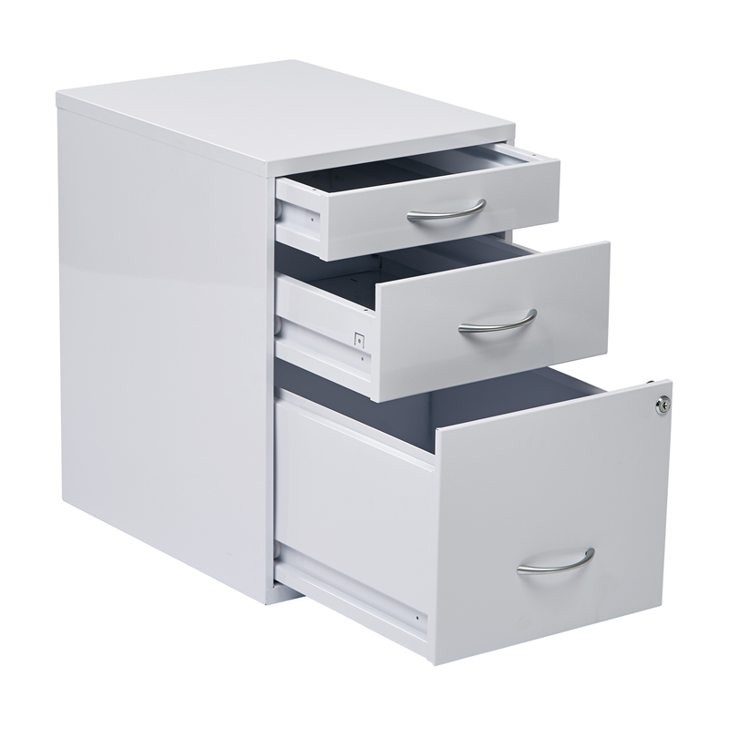 22 in Pencil Box Storage File Metal Cabinet in White Finish