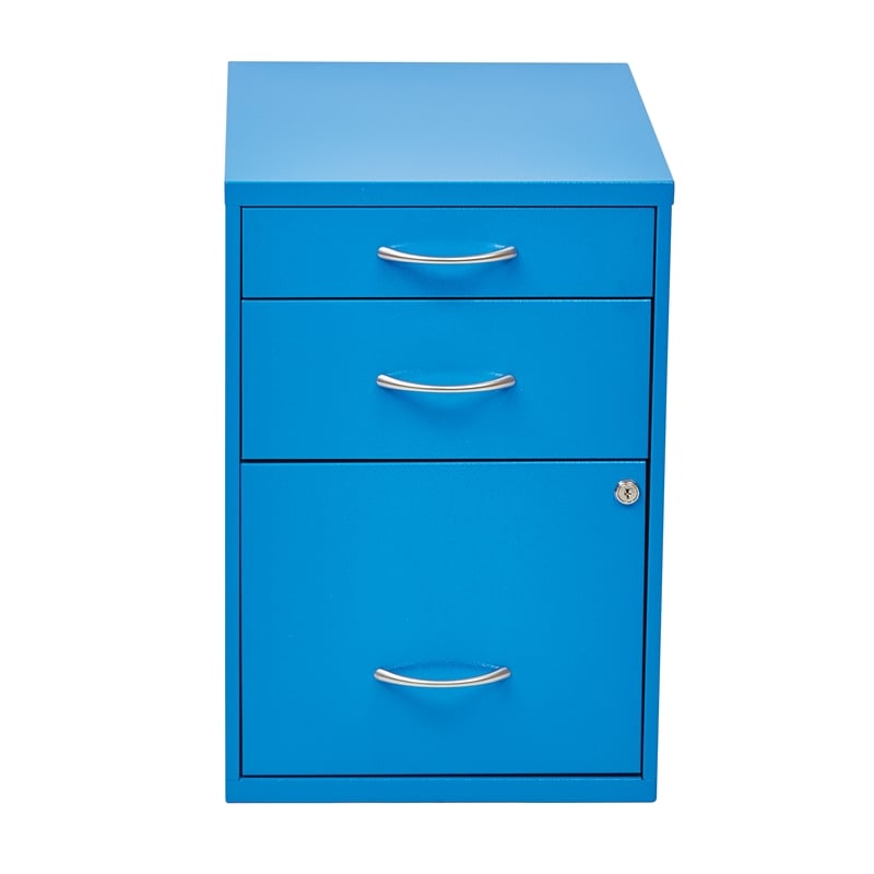 22 in Pencil Box Storage Metal File Cabinet in Blue Finish