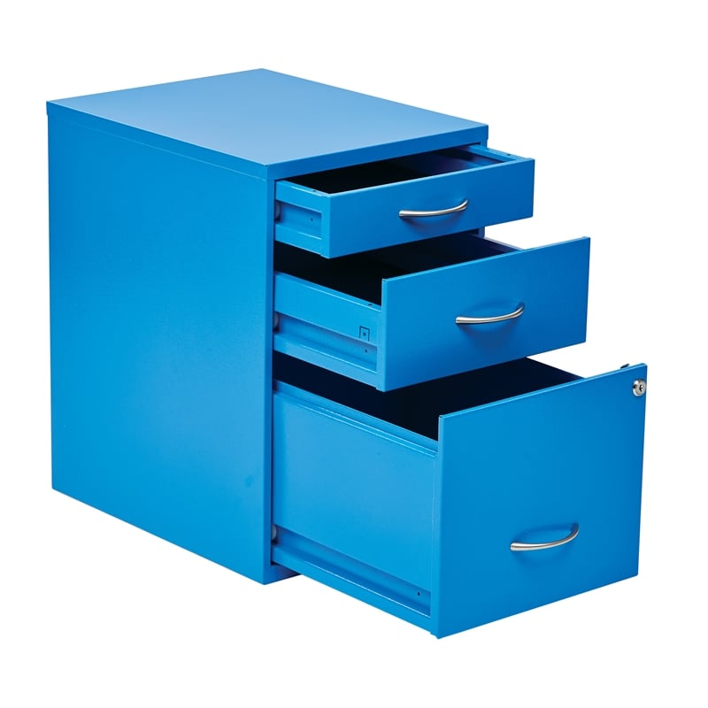 22 in Pencil Box Storage Metal File Cabinet in Blue Finish