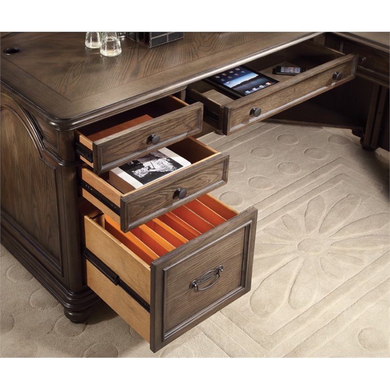 Riverside Belmeade L Shape Desk In Old World Oak