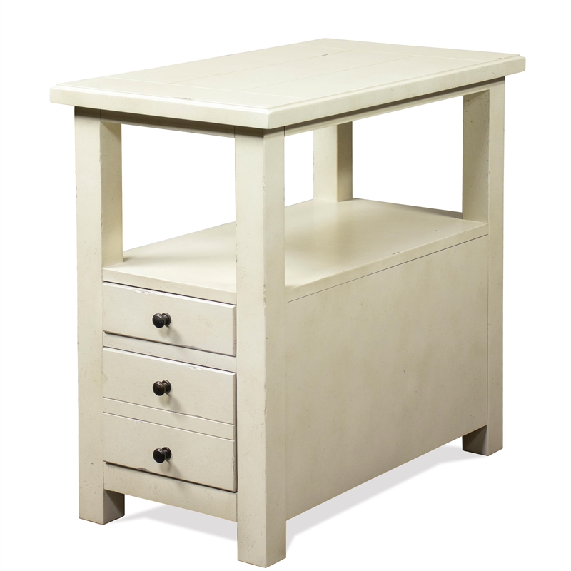 Riverside Furniture Sullivan Wood Chairside Table in Country White