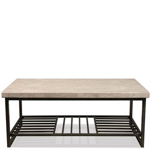Riverside Furniture Capri Rectangle Travertine Stone Coffee Table in Alabaster