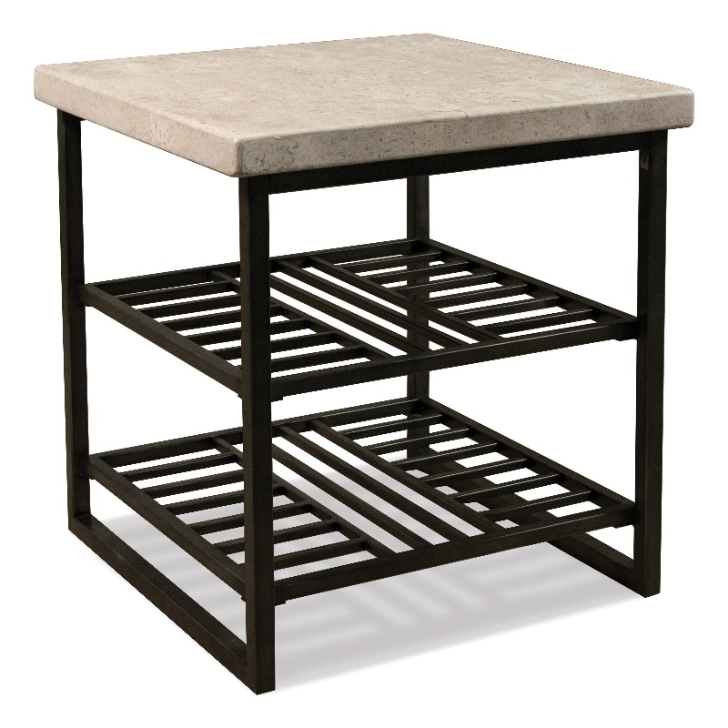 Riverside Furniture Capri Travertine Stone End Table in Alabaster