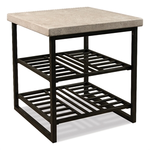 Riverside Furniture Capri Travertine Stone End Table in Alabaster