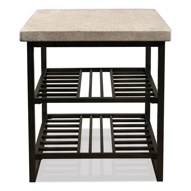 Riverside Furniture Capri Travertine Stone End Table in Alabaster