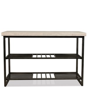 Riverside Furniture Capri Travertine Stone Console Table in Alabaster