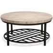 Riverside Furniture Capri Round Travertine Stone Top Coffee Table in Alabaster