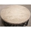 Riverside Furniture Capri Round Travertine Stone Top Coffee Table in Alabaster