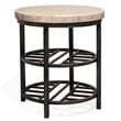 Riverside Furniture Capri  Round Travertine Stone End Table in Alabaster