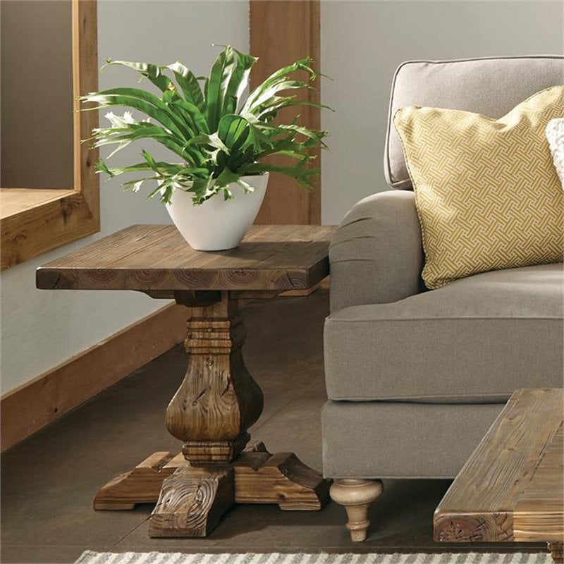 Riverside Furniture Hawthorne Solid Wood End Table in Barnwood Brown
