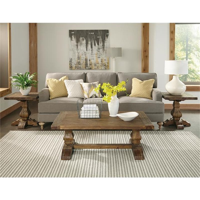 Riverside Furniture Hawthorne Solid Wood End Table in Barnwood Brown