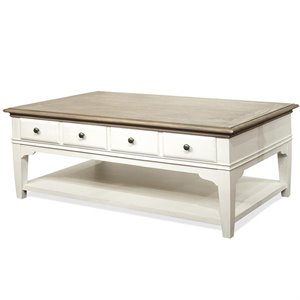riverside furniture myra storage coffee table in natural and paperwhite