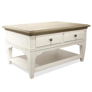 Riverside Furniture Myra Wood Coffee Table with Small Legs in Natural/Paperwhite