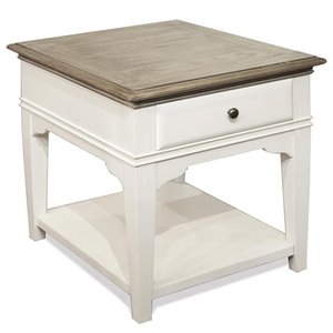 riverside furniture myra drawer end table in natural and paperwhite