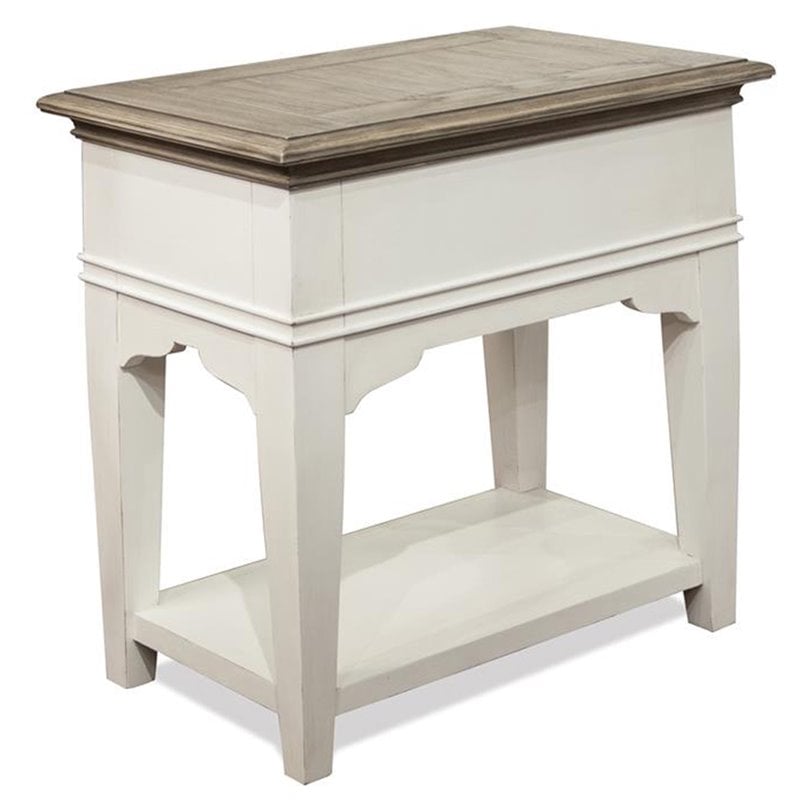 Riverside Furniture Myra Wood 1-Drawer End Table in Natural/Paper White