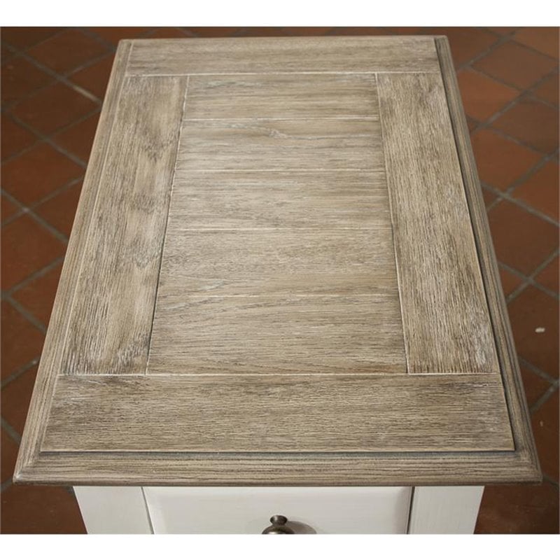 Riverside Furniture Myra Wood 1-Drawer End Table in Natural/Paper White