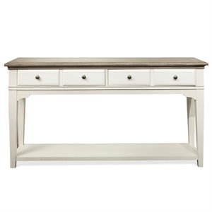 Riverside Furniture Myra Wood 2-Drawers Console Table in Natural/Paperwhite