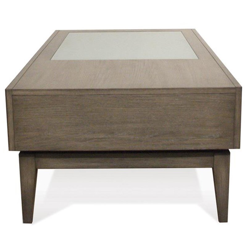 Riverside Furniture Vogue Glass Top Storage Coffee Table In Gray Riverside Furniture Vogue Glass Top Storage Coffee Table In Gray Wash