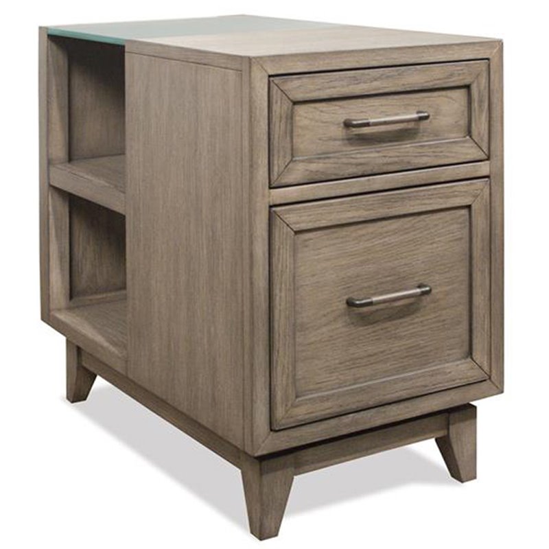 Riverside Furniture Vogue 2 Drawer End Table in Gray Wash 46112