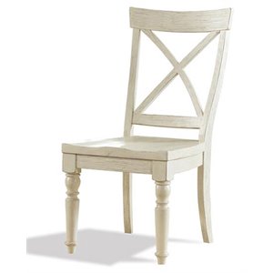 riverside furniture aberdeen wood dining side chair in weathered worn white set of 2