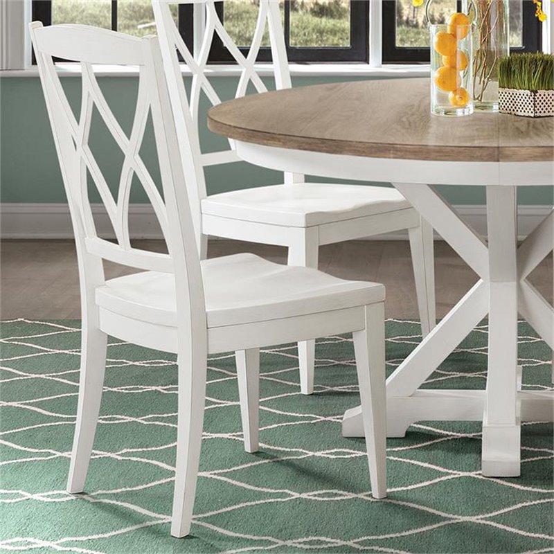Riverside Furniture Myra Wood XX-Back Dining Side Chair in Paper White