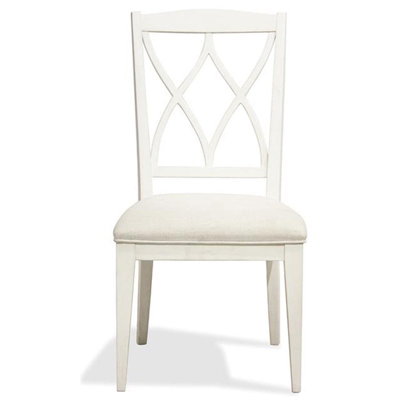 Riverside Furniture Myra XX-Back Upholstered Wood Dining Side Chair in White