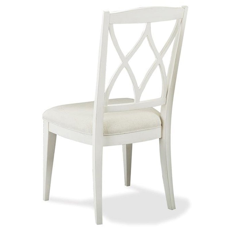 Riverside Furniture Myra XX-Back Upholstered Wood Dining Side Chair in White
