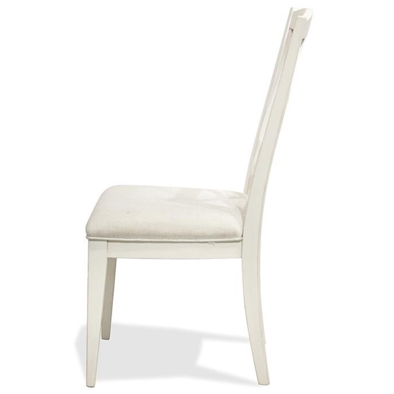 Riverside Furniture Myra XX-Back Upholstered Wood Dining Side Chair in White