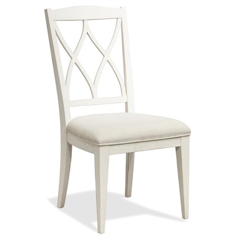 Riverside Furniture Myra XX-Back Upholstered Wood Dining Side Chair in White