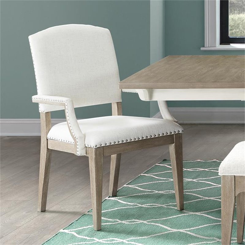 Riverside Furniture Myra Upholstered Wood Dining Arm Chair in Natural