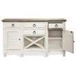Riverside Furniture Myra Wood Wine Rack Buffet in Natural and Paper White