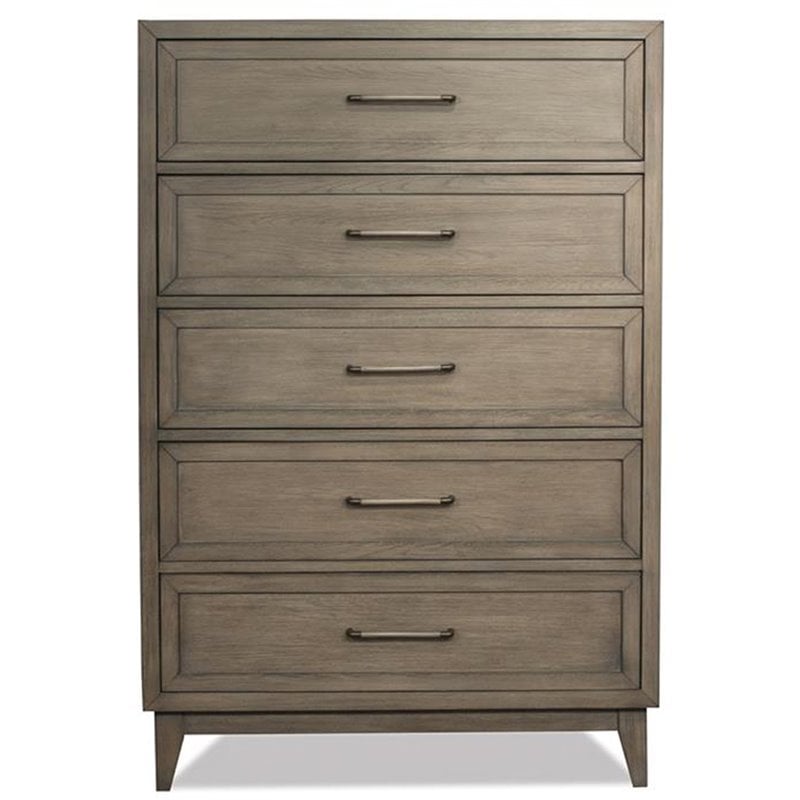 Riverside Furniture Vogue Wood 5-Drawers Chest in Gray Wash