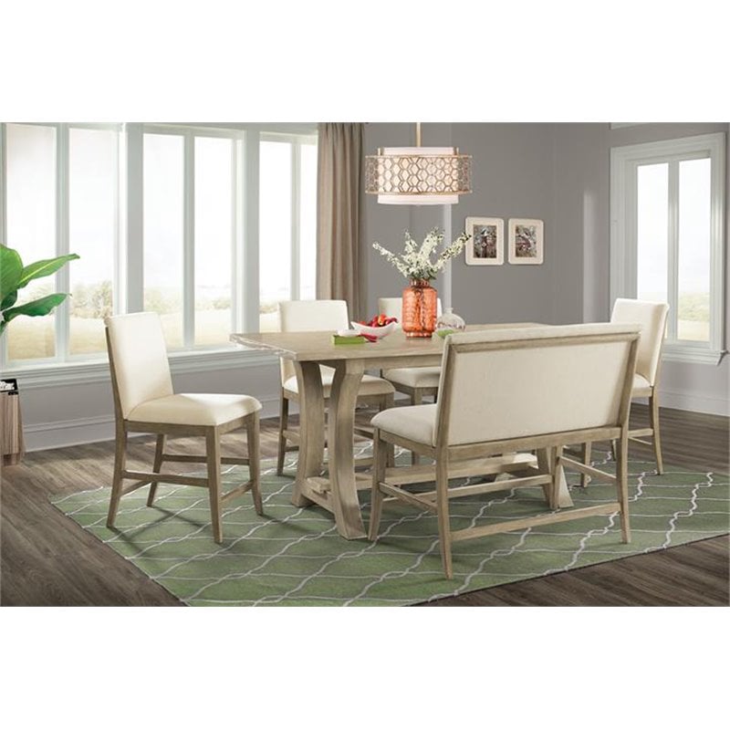 riverside furniture sophie wood counter height trestle dining table in natural